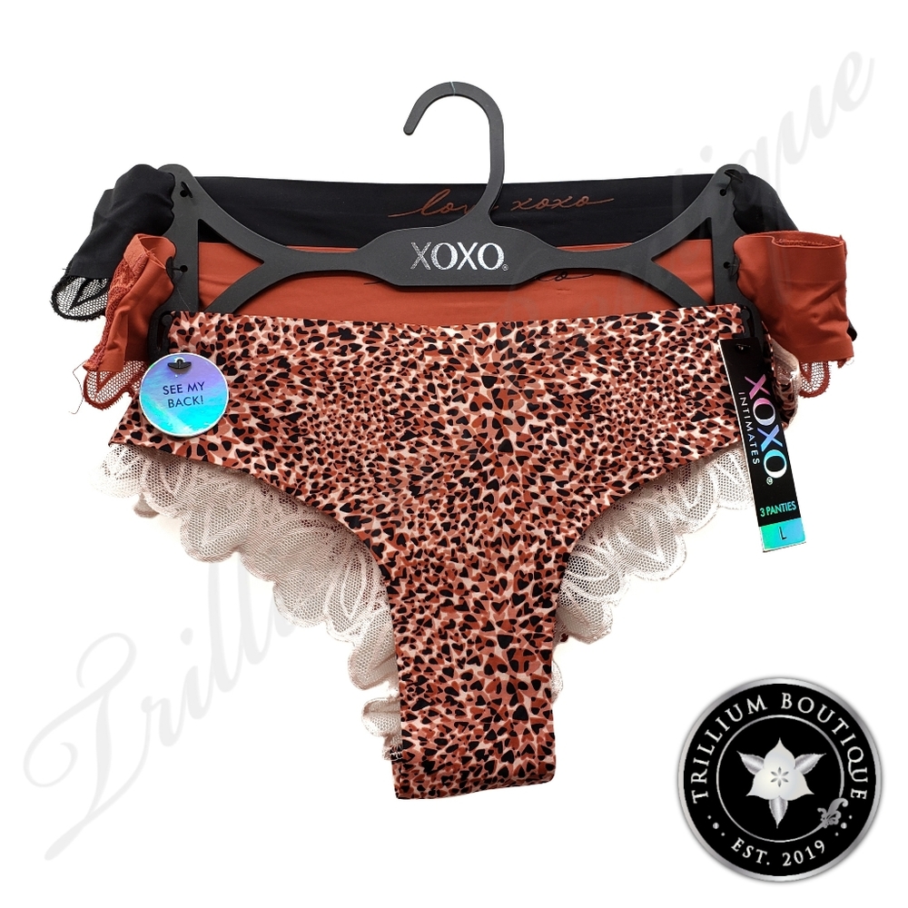 XOXO Intimates Women's Underwear w/ Lace Panties Large 3 Pairs Fall NWT NEW